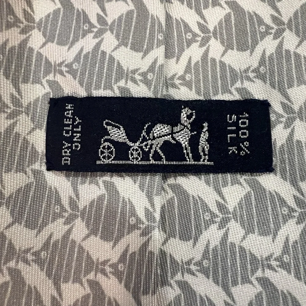 HERMES 100% Silk Vintage Tie, Gray Fish Design 5234SA, Made in France Authentic